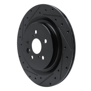 Lexus RX350 Brake Rotor (1) - Rear Left - R1 Concepts - Drilled & Slotted - Black - `20-`25